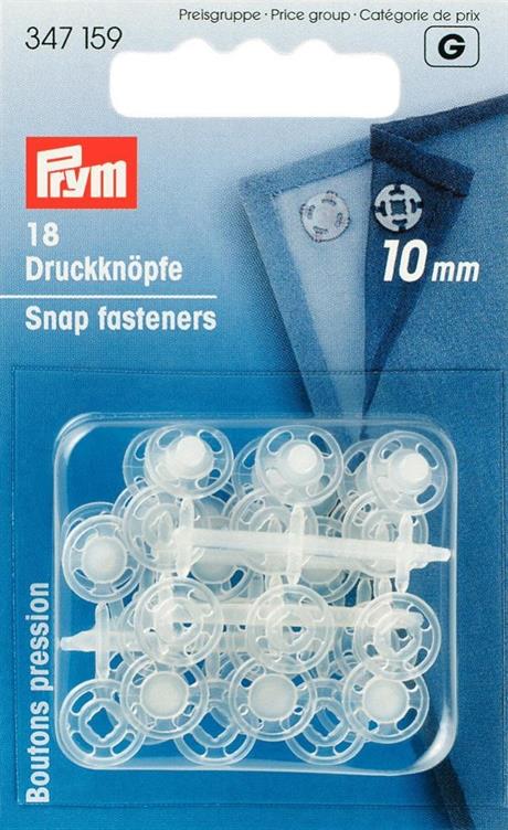 Trykknapper Transparent 10mm