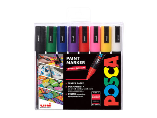 Uni POSCA PC-5M - Medium 1,8-2,5mm - Sett Standard 8stk