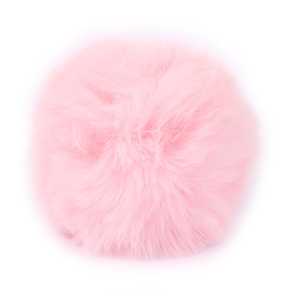 Pelsdusk til hue - Imitasjon - 8cm - Lys rosa