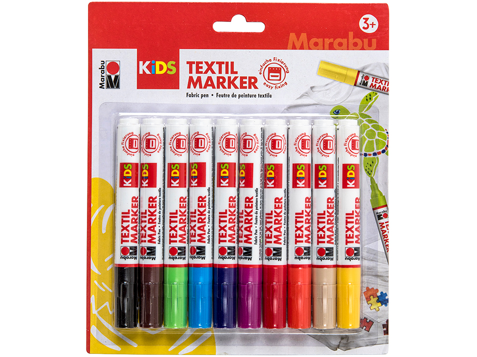 Marabu KIDS Textile Painter - Sett med 10 farger