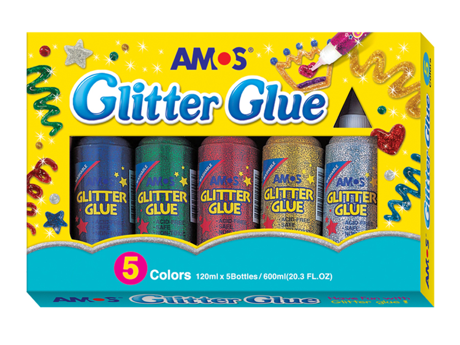 Amos Glitterlim Sett Classic 120ml x 5