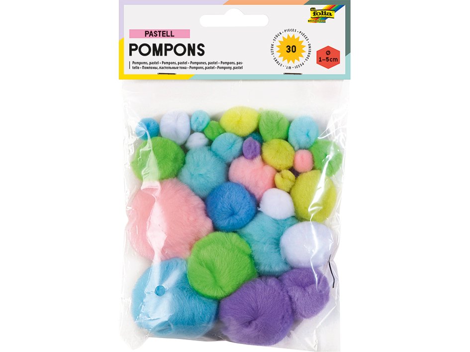 Folia Pomponger 30stk - Pastell mix