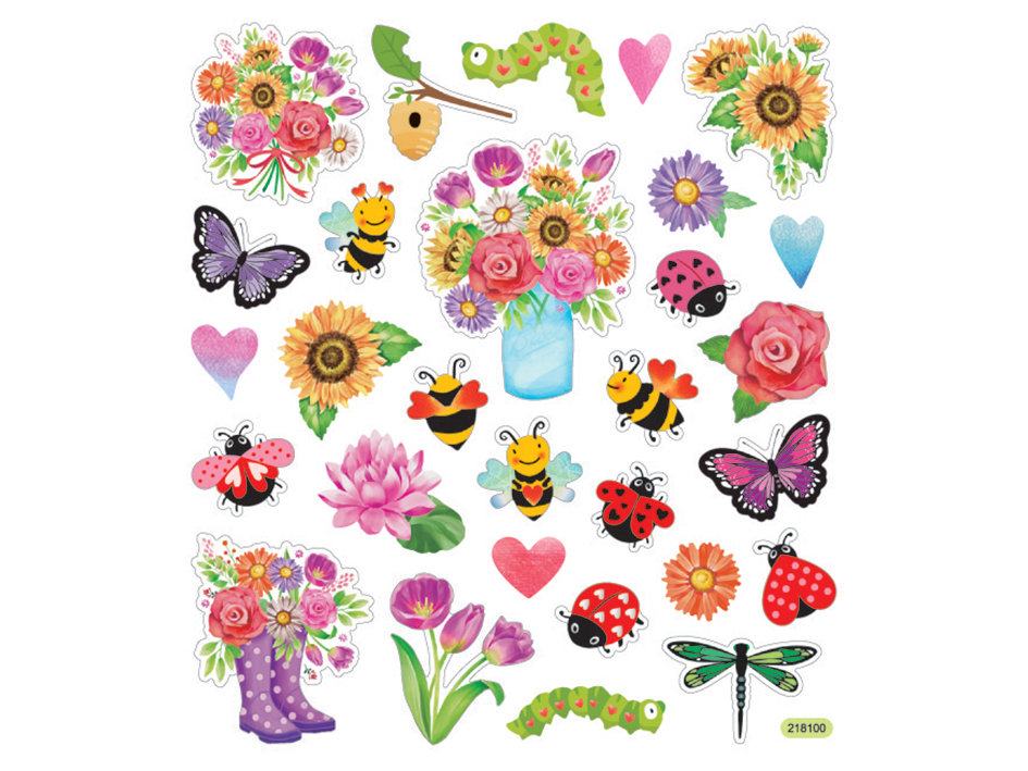 Klistremerker - Blomster og insekt