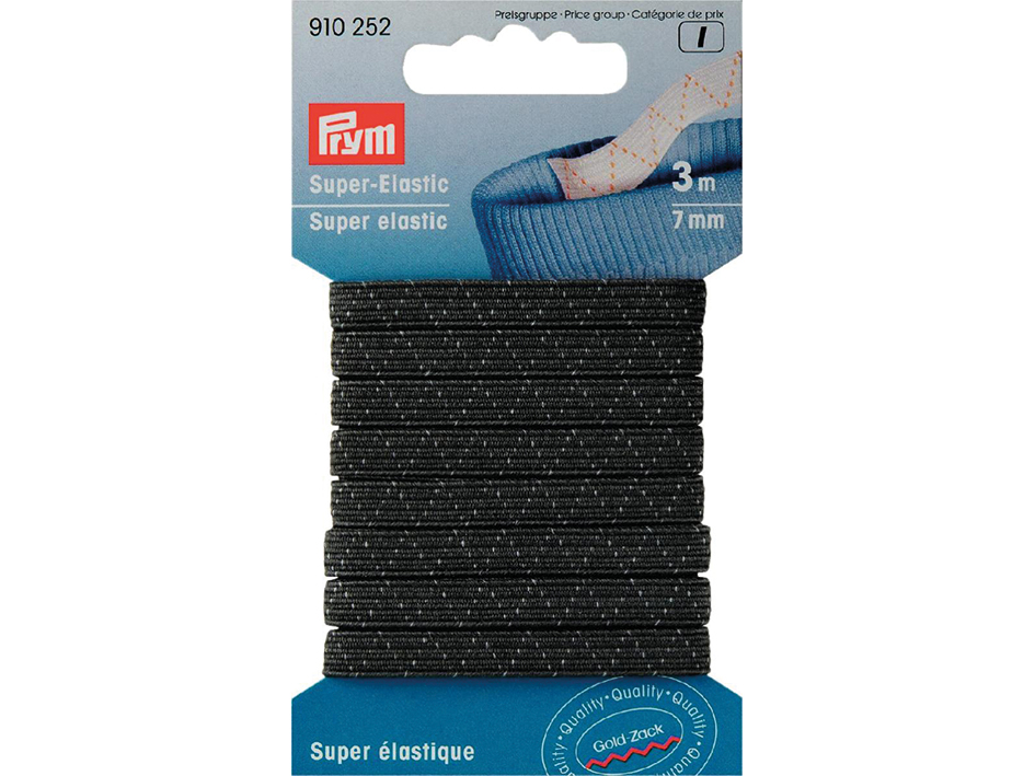 Prym super elastic 7mm sort 3meter