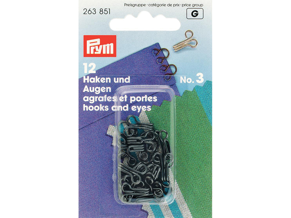 Prym hekter no.3 12 stk sort