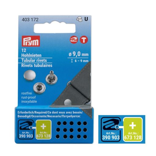 Prym Tubular Rivets 9mm - Messing sølv