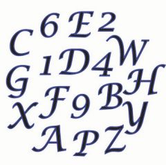 Utstikke Alfabet & Num.sett, Script Upper Case 2cm