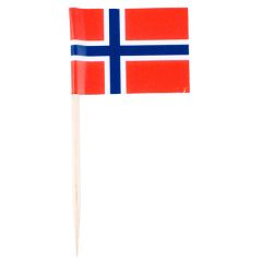 Flagg Norske med trepinne, 10 pk