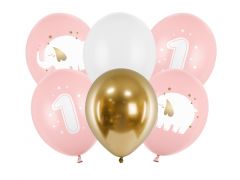 Ballonger Rosa 1 år ass 30 cm, 6 pk