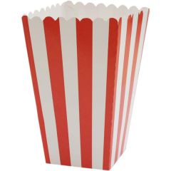 Boks Popcorn Rød/Hvit Striper, 6 stk