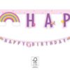 Banner i papp Unicorn Rainbow, Happy Birthday