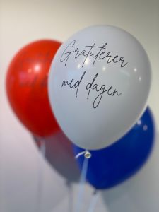 Ballonger GratulererMedDagen rød, hvit og blå