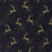 Bomull Poplin - Navy - Reinsdyr