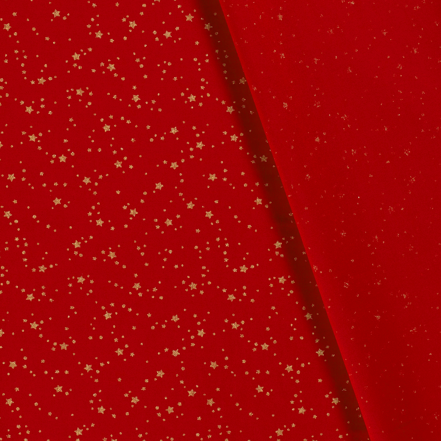 Bomull Poplin - Rød - Stjerner