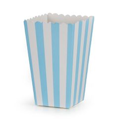 Boks Popcorn Lyseblå Striper, 6 stk