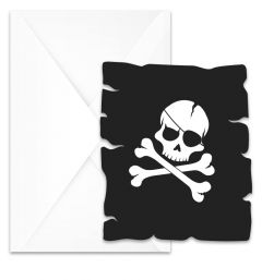 Invitasjonskort og konvolutter Pirat 6 stk