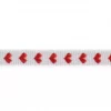 Vevet bånd m/Hjerter - 12mm - Hvit/rød