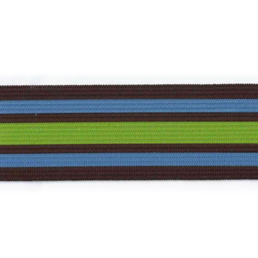 Elastikk m/Striper - 35mm - Svart/blå/grønn