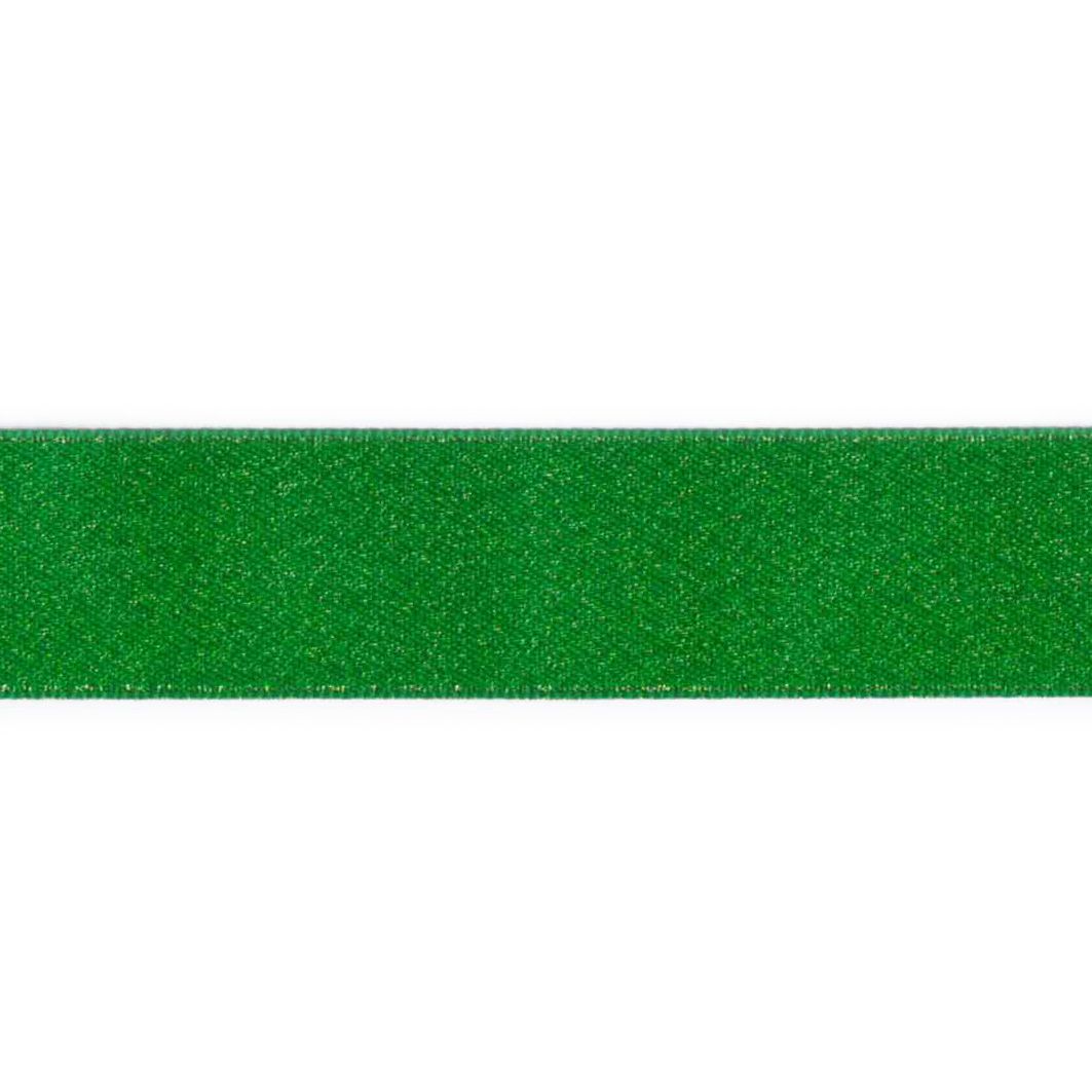 Satinbånd m/Lurex – 22mm – Grønn