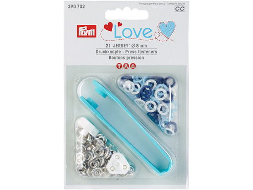 Prym Love – Trykknapp Jersey 8mm – Blue/white/blue