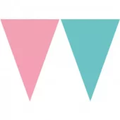 Flaggrekke rosa og turkis i plast, 9 flagg