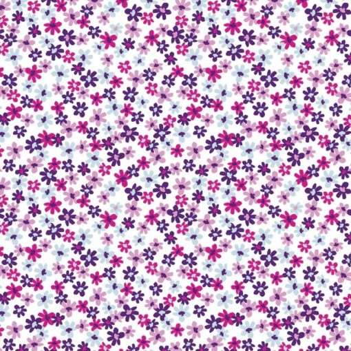 Bomull Poplin - Blomster - Fuchsia