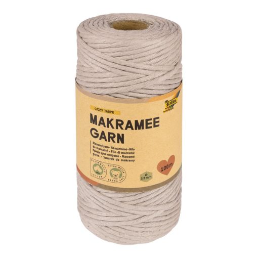 Folia Makramégarn 100% bomull - 3,5mm 100m - COZY TAUPE