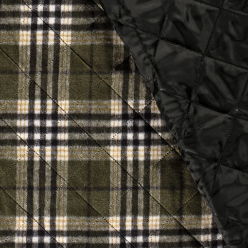 Jacquard fabric bounded Checks - Khaki Green