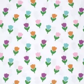 Bomull Jersey - Blomster - Hvit (Misfarging i brett)
