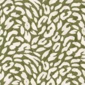 Voile fabric embroidered - Panther - Khaki grønn