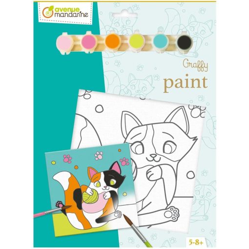Graffy Paint maleplate m/trykk – 20x20cm – Katt