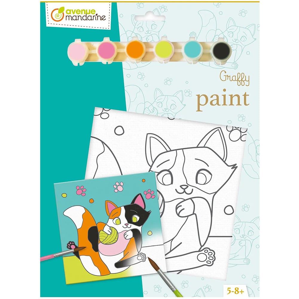 Graffy Paint maleplate m/trykk – 20x20cm – Katt