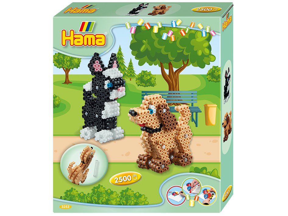 Hama Midi Sett – Gaveeske – 3D Hund og katt