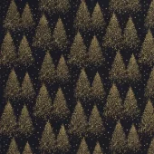 Poplin - Navy - Juletrær