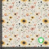Ribb Jersey - Creamy Flowers