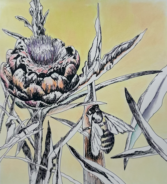 Urtidsplante, håndkolorert