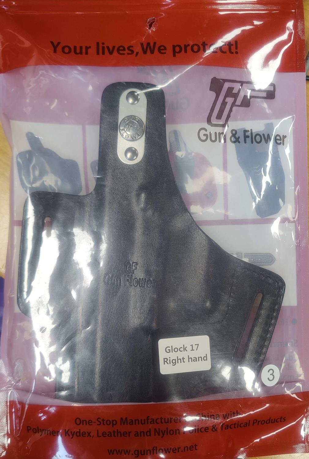 Gun & Flower 2 slot av lær for Glock 17 ornat høyre