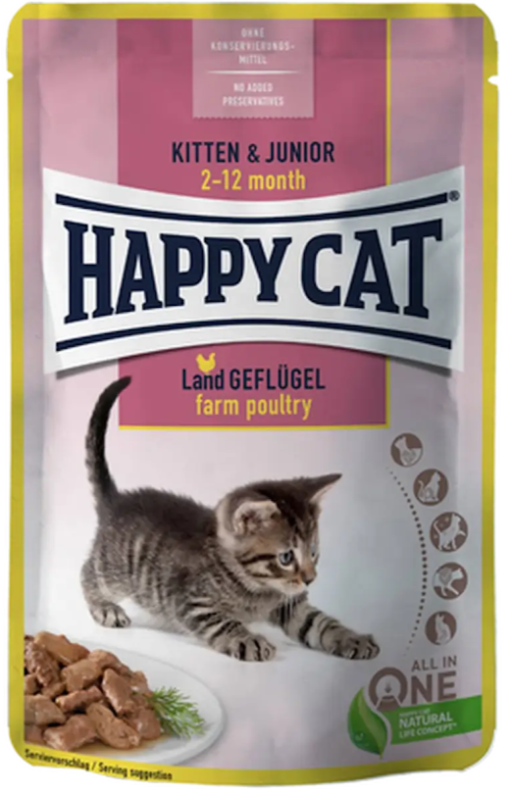 Happy Cat Pouches Kitten & Junior Farm Poultry 85g