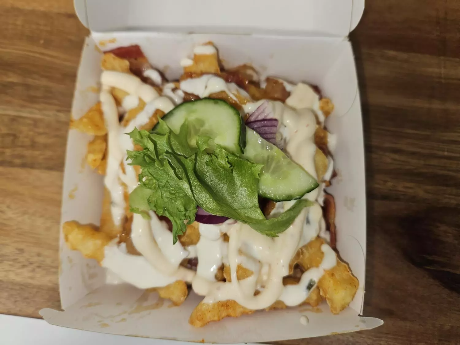 Pomfri med baconbiter