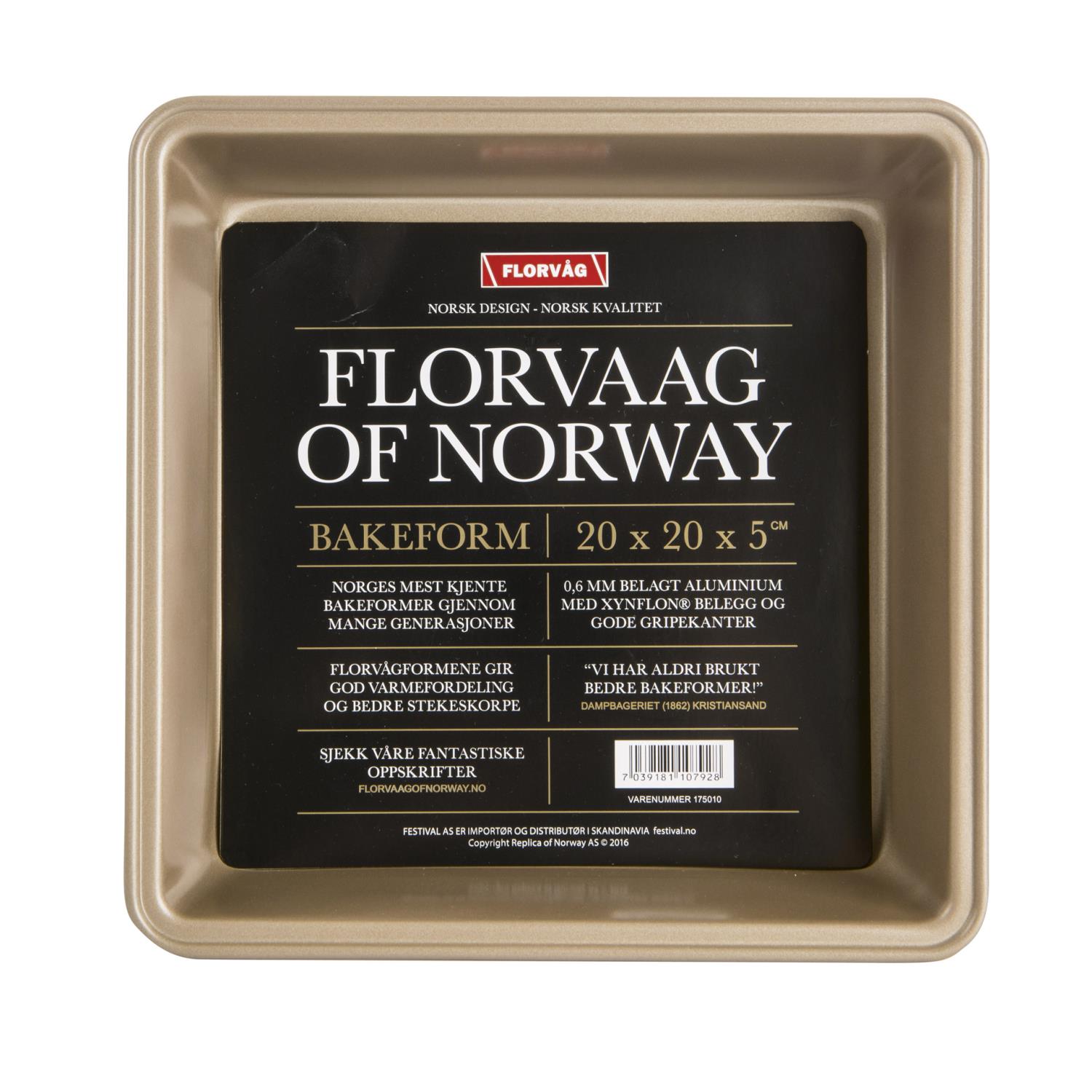 Bakeform Florvåg gull 20x20 cm