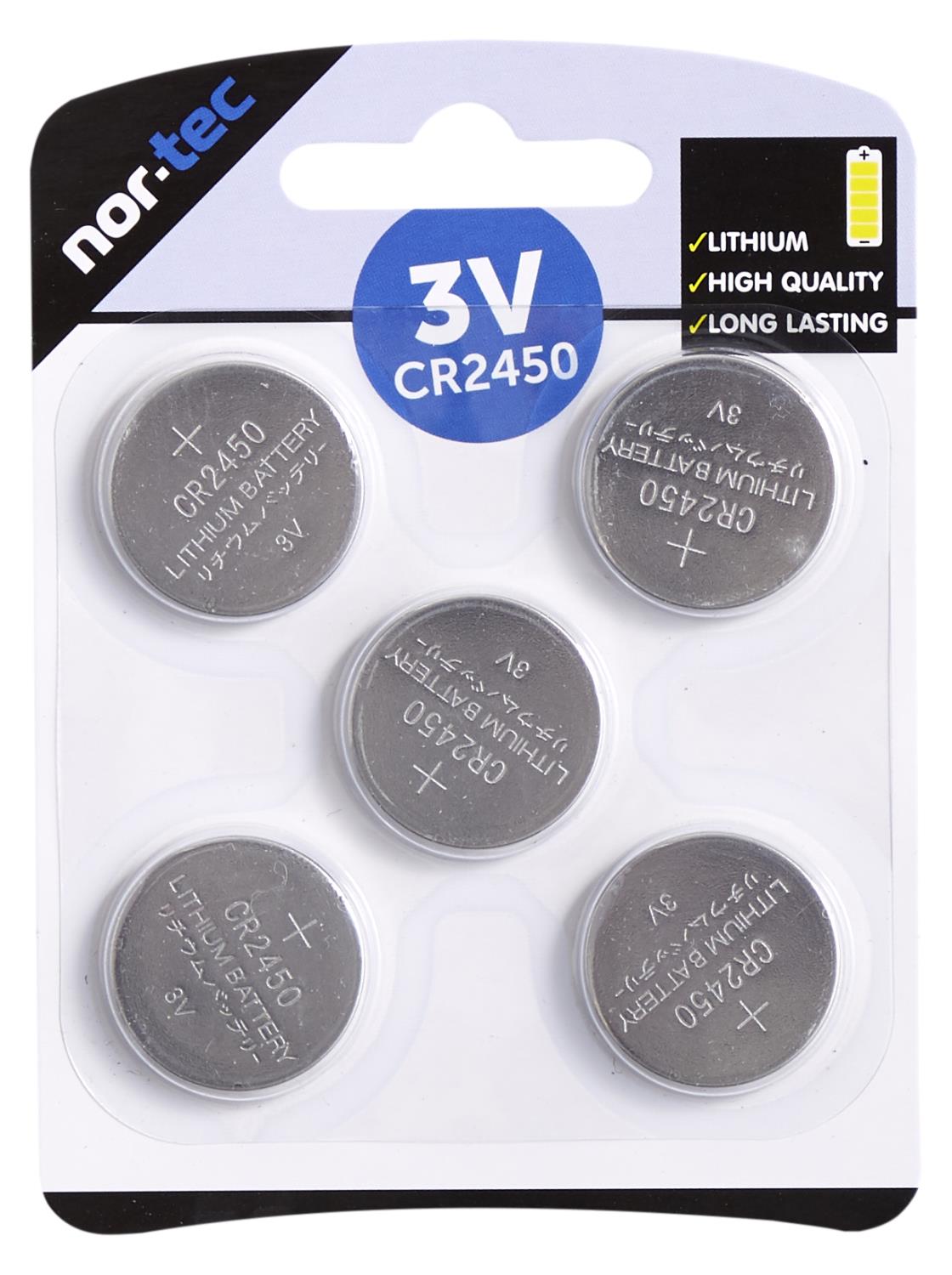 Batteri Nor-Tec Cr2450 Lithium 3V 5 stk