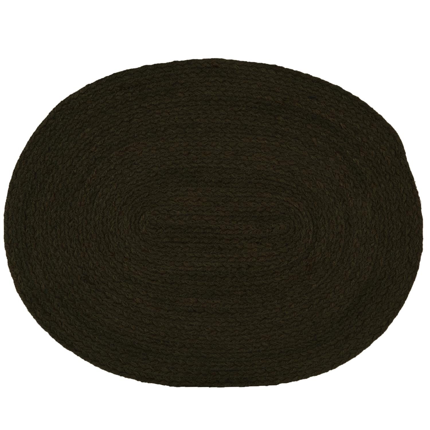 Spisebrikke Jesper sort 45x35 cm oval jute