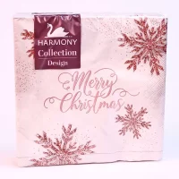 Serviett 20 stk 33x33 cm merry christmas pink