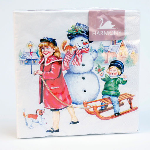 Serviett 20 stk 33x33 cm snowman and children