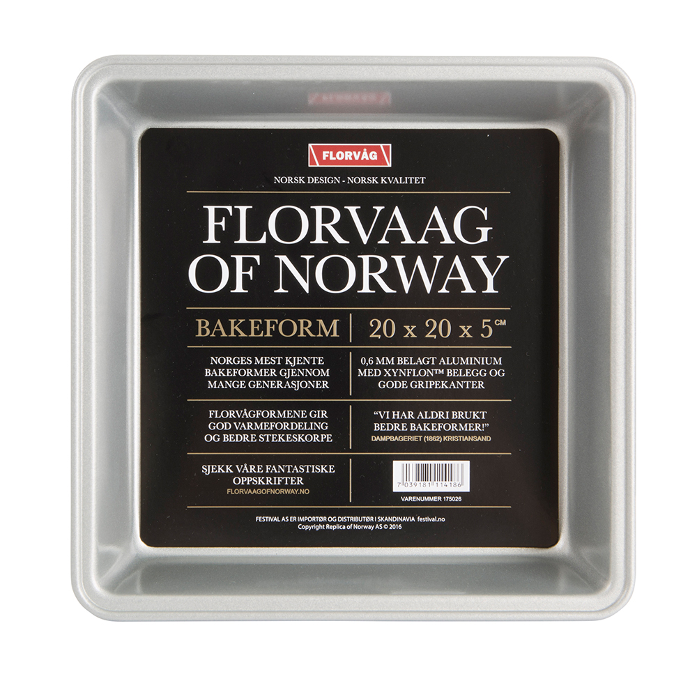 Bakeform Florvåg sølv 20x20 cm