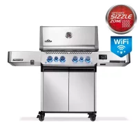 Gassgrill Napoleon Prestige 500 Connect, Sizzle Zone, Bakbrenner, 4 bunnbrennere, rustfri, WIFI