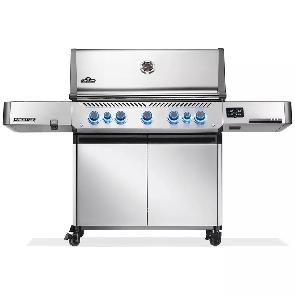 Gassgrill Napoleon Prestige 665 Connect, Sizzle Zone, Bakbrenner, 5 bunnbrennere, rustfri, WIFI