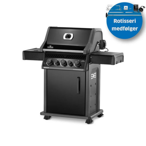 Gassgrill Napoleon Rogue 425 PLUS, høyt lokk, bakbrenner, sidebrenner, 3 brennere, rotisseri