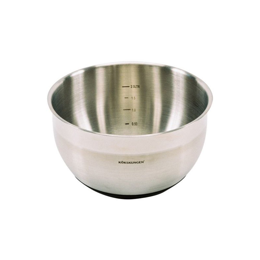 Bakebolle Kökskungen 3 liter i stål med silikonbunn og innvendig mål