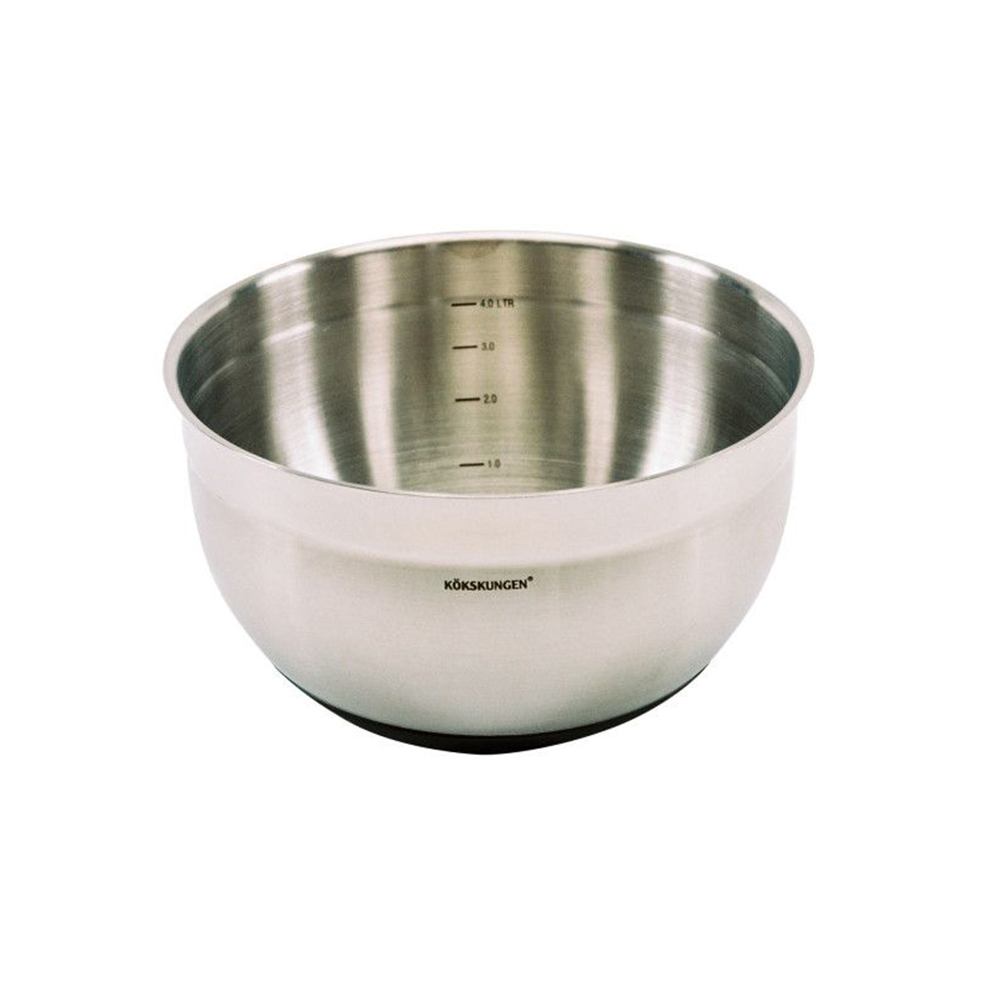 Bakebolle Kökskungen 5 liter i stål med silikonbunn og innvendig mål